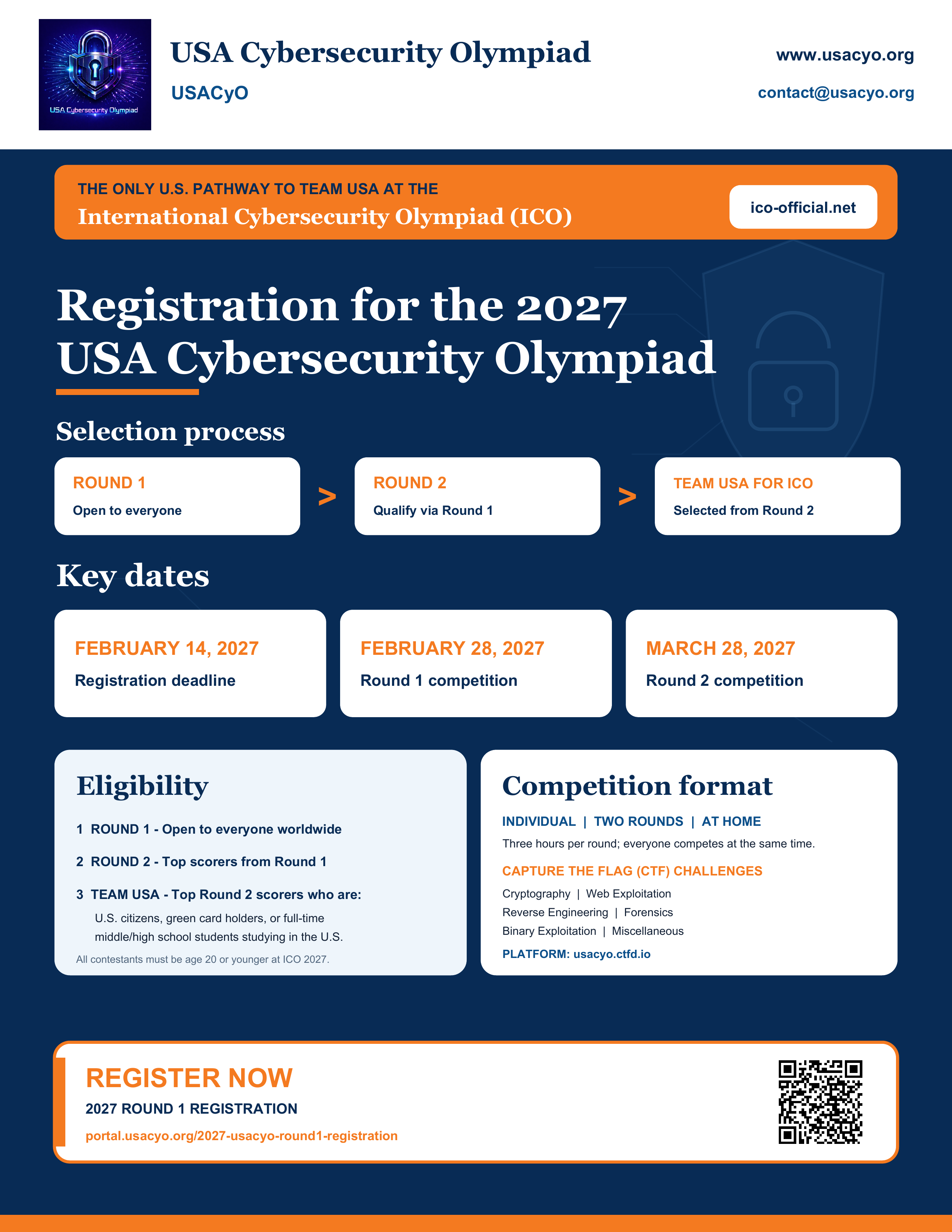 2027 USA Cybersecurity Olympiad registration flyer